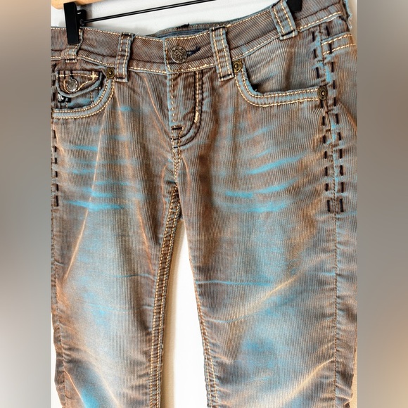 Mek Denim Barcelona Corduroy Y2K Low Rise Iridescent Gray Blue Pants Sz 27 - Picture 3 of 13